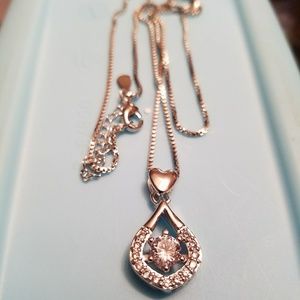 10kt White Gold Cubic Zirconia drop heart necklace